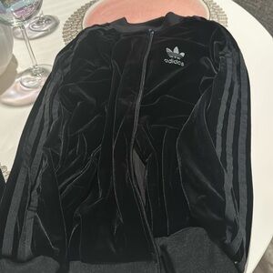 Black adidas zip up jacket velour size small